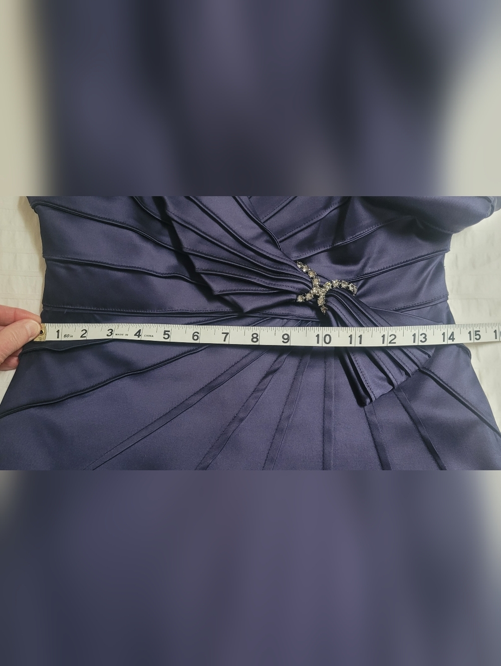 Jones New York Eggplant Sleeveless V-Neck Cocktail Dress with Rhinestone Detail - Picture 6 of 7